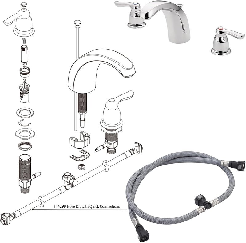gcbcrit Replacement Hose Kit Compatible with Moen 114299 Widespread Bathroom Sink Faucet Replacement Hose Kit with Duralock Connections - Image 3